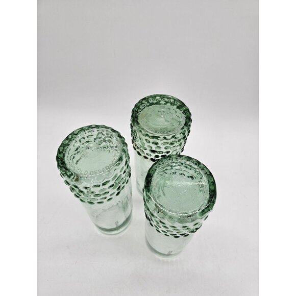 Starbucks Handblown Green Tall 7" Glasses Tumbler Hobnail Lot Of 3 Boho Recycled - Picture 7 of 9